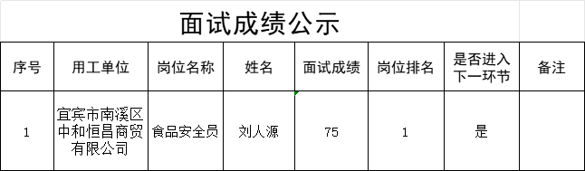 四川宜众劳务开发有限公司关于招聘工作人员的成绩公示